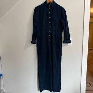 FRNCH Paris Navy Blue Corduroy Jumpsuit